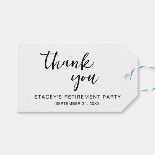 Étiquettes-cadeau Élégante Calligraphie Parti de retraite (Devant (Horizontal))