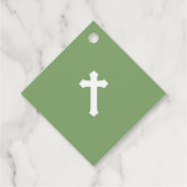 Étiquettes Cadeau Élégante Communion florale blanche et verte (Dos)