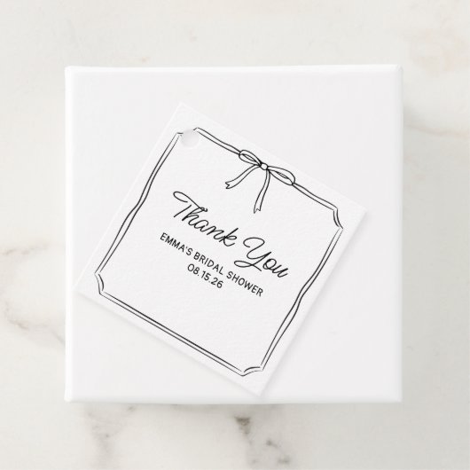 Étiquettes Cadeau Élégante Coquette Chic Nœud Remerciements pour Bab (En situation)
