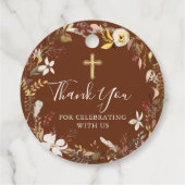 Étiquettes Cadeau Élégante couronne florale d'automne Baptême d'auto (Dos)