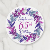 Étiquettes Cadeau Élégante couronne rose violet 65e anniversaire (Dos)