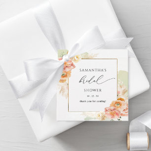 Étiquettes Cadeau Elégante crème de pêche et Fête des mariées floral