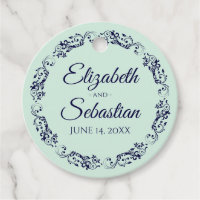 Elégante dentelle Bordure Marine Bleu & Mint Vert