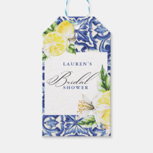 Étiquettes-cadeau Élégante douche de mariée florale au citron médite