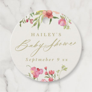 Étiquettes Cadeau élégante et délicate baby shower florale de printe