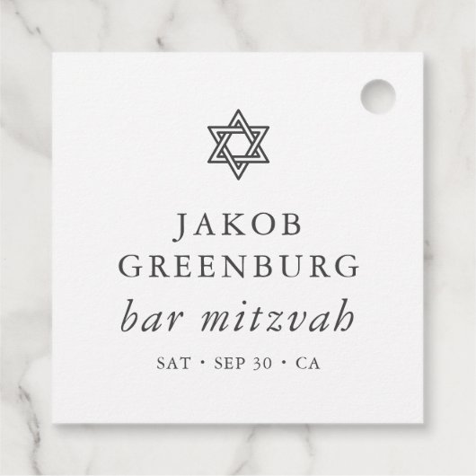 Étiquettes Cadeau Élégante étoile simple moderne de David Bar Mitzva (Dos)