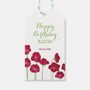 Étiquettes-cadeau Élégante fête d'anniversaire du Fleur sauvage Red 