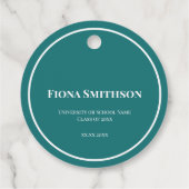 Étiquettes Cadeau Élégante fête de la graduation Vert et Blanc (Dos)