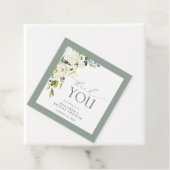 Étiquettes Cadeau Elégante Fête des mariées couleur vert gris blanc (En situation)