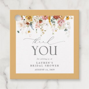 Étiquettes Cadeau Elégante Fête des mariées d'aquarelle Fleur sauvag
