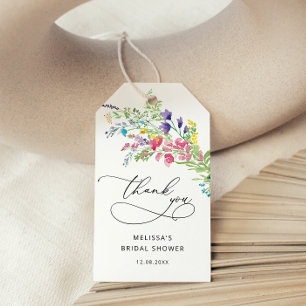 Étiquettes-cadeau Élégante Fête des mariées Fleur sauvage colorée