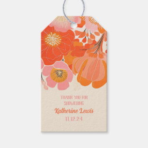 Étiquettes-cadeau Élégante fleur de coquelicot rose corail