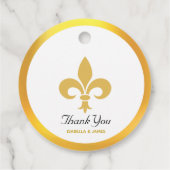 Étiquettes Cadeau Elégante Fleur de Lis sur Mariage Merci noir (Dos)
