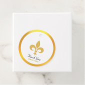 Étiquettes Cadeau Elégante Fleur de Lis sur Mariage Merci noir (En situation)