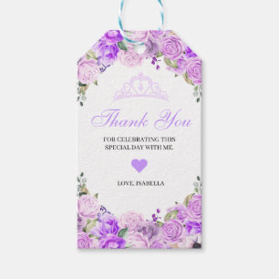Étiquettes-cadeau Élégante Lilac Purple Floral Merci Tags cadeaux