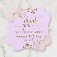 Elégante Lilac Purple Or Curls Mariage Merci