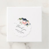Étiquettes Cadeau Elégante marine blush floral mariage Merci (En situation)