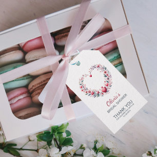Étiquettes-cadeau Élégante Merci de coeur rouge floral