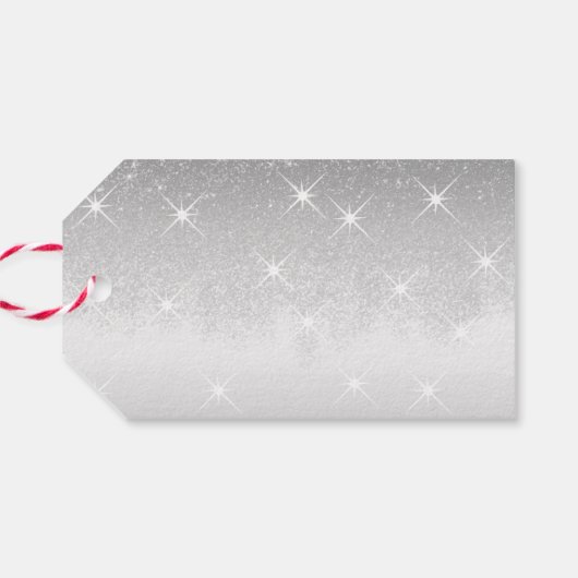 Étiquettes-cadeau Élégante Parties scintillant Argent Étoiles Nom pe (Dos Horizontal)