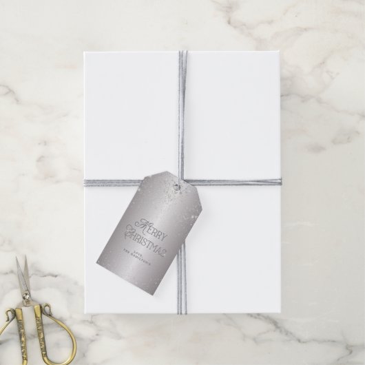 Étiquettes-cadeau Élégante Parties scintillant métallique en argent (Avec de la ficelle)