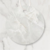 Étiquettes Cadeau élégante pierre de marbre blanc Première communion (Dos)