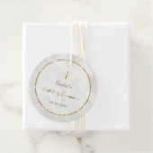 Étiquettes Cadeau élégante pierre de marbre blanc Première communion (En situation)