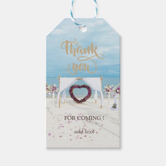 Étiquettes-cadeau Elégante plage Mariage Floral Arbor Merci (Devant)
