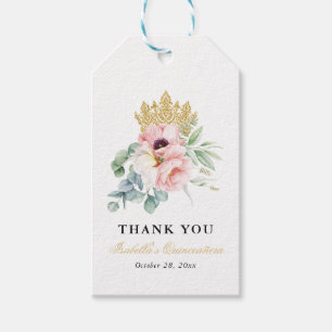 Étiquettes-cadeau Elégante Quinceañera rose & or