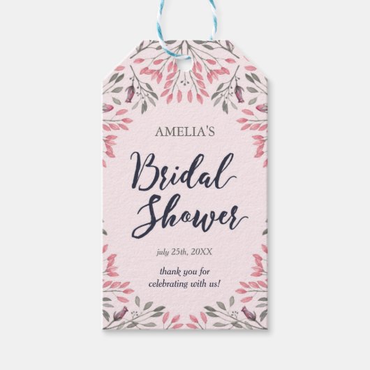 Étiquettes-cadeau Elégante Roses Roses Roses Florales Fête des marié (Devant)