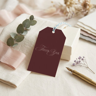 Étiquettes-cadeau Élégante Suite de Mariage Minimaliste Cabernet Bou
