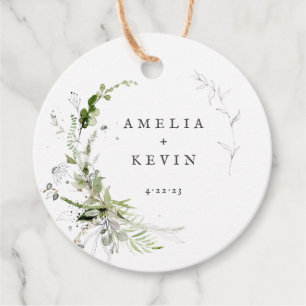 Étiquettes Cadeau Elégante Terre verte Noms personnalisés Date