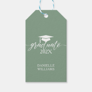 Étiquettes-cadeau Élégante Typographie Blanche Sur Sage Green Arrièr