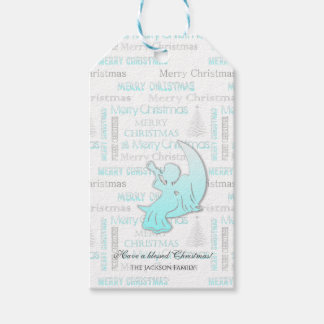 Étiquettes-cadeau Élégante typographie de Noël Turquoise et Argent