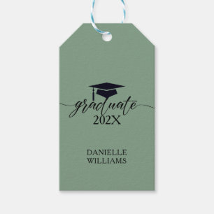 Étiquettes-cadeau Élégante Typographie Noire Sur Sage Green Arrière