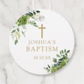 Étiquettes Cadeau Élégante verdure Baptême Christening (Devant)