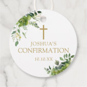 Étiquettes Cadeau Élégante verdure Confirmation florale (Devant)