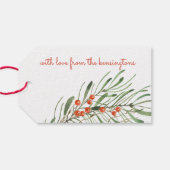 Étiquettes-cadeau Elégante verdure de Noël Berries Aquarelle (Dos (Horizontal))