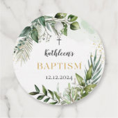 Étiquettes Cadeau Élégante verdure Feuillage Baptême (Dos)