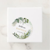 Étiquettes Cadeau Élégante verdure Feuillage Baptême (En situation)
