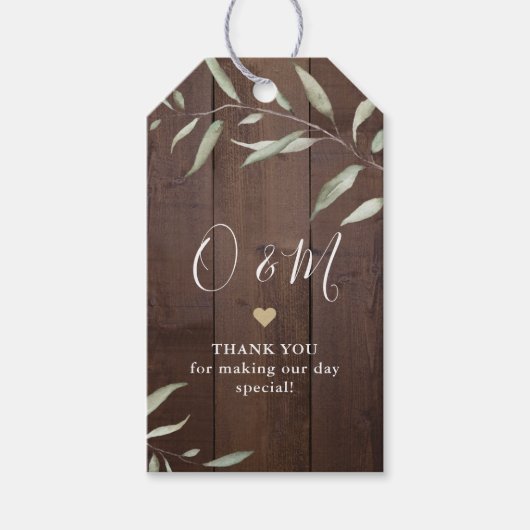 Étiquettes-cadeau Élégante verdure grange bois comté mariage rustiqu (Devant)