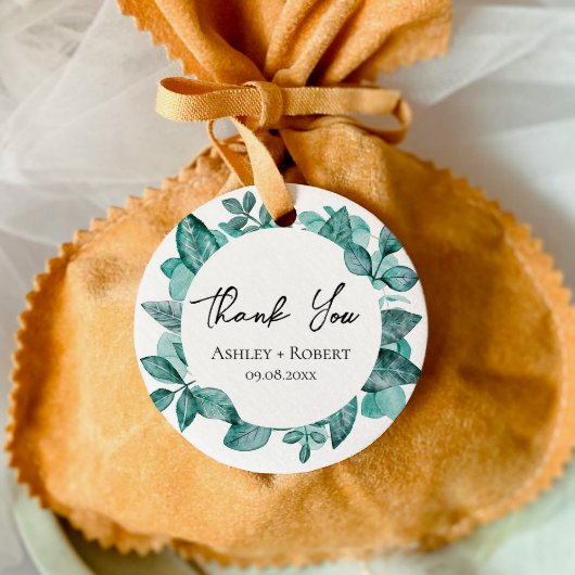 Étiquettes Cadeau Elégante verdure Turquoise Aquarelle Mariage moder