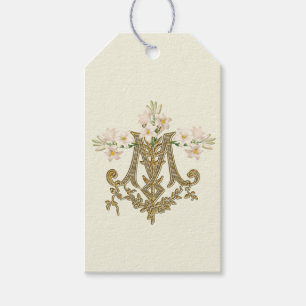 Étiquettes-cadeau Élégante Vierge religieuse Marie Lys Gold Catholiq