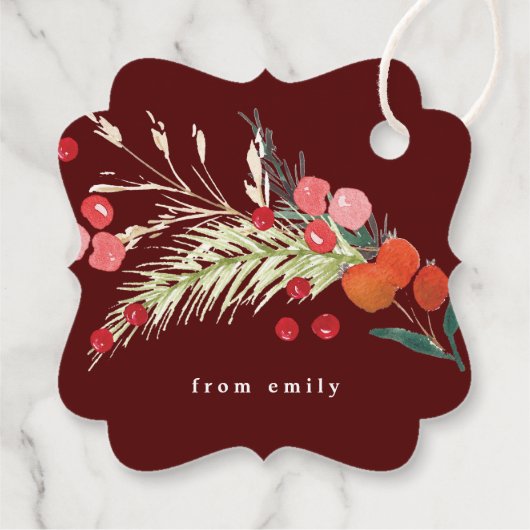 Étiquettes Cadeau Élégantes Fleurs de Noël (Dos)