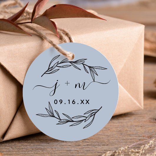 Étiquettes Cadeau Élégantes initiales de script de feuilles de lauri