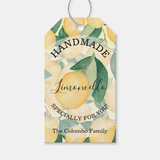 Étiquettes-cadeau Élégants citrons et verdure FAITS MAIN pour vous (Devant)