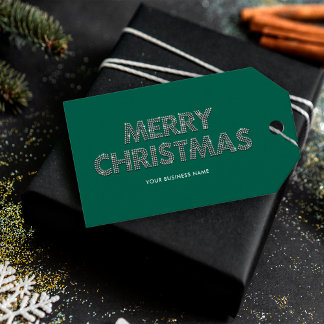 Étiquettes-cadeau Élégants Diamants Vert Joyeux Noël Entreprise