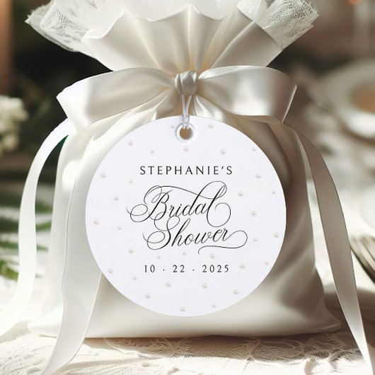 Étiquettes Cadeau Élégants Perles Fête de Mariée