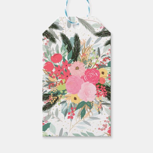 Étiquettes-cadeau Elégants points de Parties scintillant florale et  (Devant)