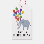 Étiquettes-cadeau Éléphant avec ballons d'anniversaire (Devant)