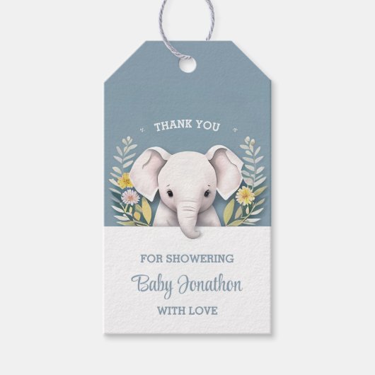 Étiquettes-cadeau Eléphant bébé doux (Devant)